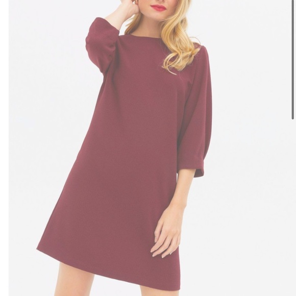 American Apparel Burgundy 3/4 Sleeve Mini Tunic Dress - Picture 1 of 4